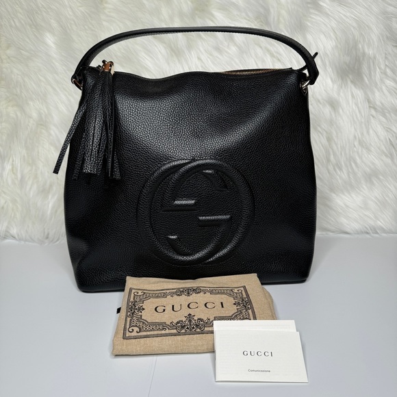Gucci Handbags - GUCCI 536194 Soho Black Hobo Leather Shoulder Bag